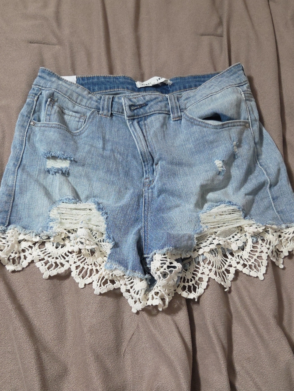 Light Blue Denim Crochet-Hem Women's Shorts